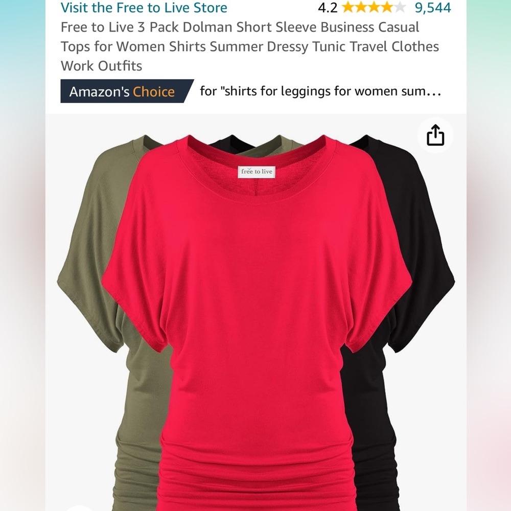 Free to Live 3 pack Dolman tees